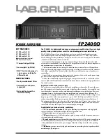 Lab.gruppen fP Series FP 2400Q Specifications preview