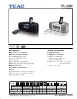 Teac SR-L250i Specification Sheet preview