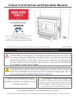 Preview for 1 page of United States Stove US1800E Instruction And Operation Manual