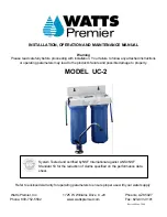 Watts Premier UC-2 Installation, Operation And Maintenance Manual preview