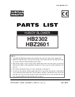 Preview for 1 page of Zenoah HB2302 Parts List