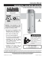A.O. Smith RESIDENTIAL GAS WATER HEATER Instruction Manual preview