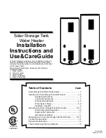 A.O. Smith Solar Storage Tank Water Heater Use & Care Manual предпросмотр