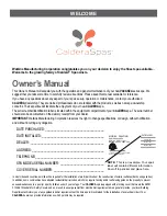 Предварительный просмотр 2 страницы CalderaSpas PALATINO Owner'S Manual