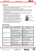 Preview for 31 page of Camplux SG101 Use & Care Manual