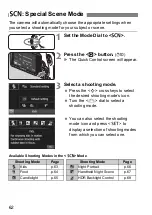 Предварительный просмотр 62 страницы Canon EOS REBEL SL1 Basic Instruction Manual