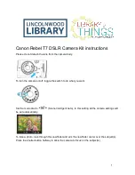 Предварительный просмотр 1 страницы Canon EOS REBEL T7 Kit Instructions