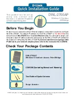 Preview for 1 page of D-Link DWL-2700AP - AirPremier Outdoor Wireless Access... Quick Installation Manual