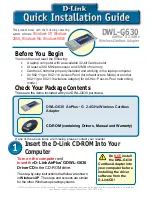 Preview for 1 page of D-Link DWL-G630 - AirPlus G 802.11g Wireless PC... Quick Installation Manual