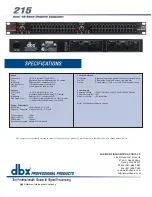 Предварительный просмотр 2 страницы dbx 215 Specification Sheet