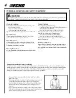 Preview for 4 page of Echo HC-150 - 11-09 1 Operator'S Manual