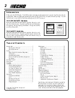 Предварительный просмотр 2 страницы Echo SRM-225i Operator'S Manual