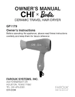 Farouk CHI Barbie GF1179 Owner'S Manual preview