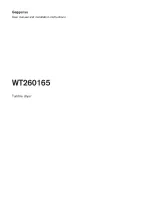 Предварительный просмотр 1 страницы Gaggenau WT260165 User Manual And Installation Instructions