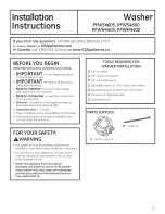 Preview for 17 page of GE Appliances Profile PFWS4605 Owner'S Manual & Installation Instructions