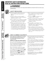 Preview for 2 page of GE ASH06LL - 6000 BTU Air Conditioner Owner'S Manual & Installation Instructions