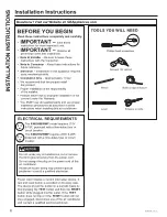 Предварительный просмотр 8 страницы GE AWGH08WWF Owner'S Manual & Installation Instructions