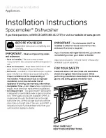 Preview for 1 page of GE Dishwasher Installation Instructions Manual