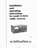 Предварительный просмотр 1 страницы Hallicrafters S-40 B Installation And Operating Instructions Manual