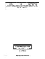 Preview for 20 page of Hamilton Beach Commercial HSV1000 Operation Manual