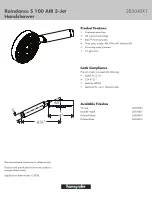 Hans Grohe Raindance S 100 AIR 3-Jet Specification Sheet предпросмотр