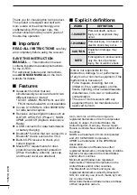 Предварительный просмотр 2 страницы Icom IC-R30 Basic Manual