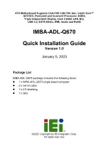 Preview for 1 page of IEI Technology IMBA-ADL-Q670 Quick Installation Manual