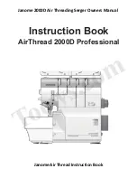 Janome Air Thread 2000D Professional Instruction Manual preview