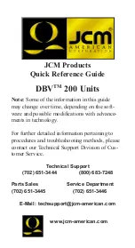 JCM DBV 200 Quick Reference Manual preview