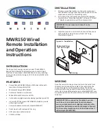 Preview for 1 page of Jensen Marine MWR150 Installation And Operation Instructions