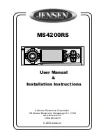 Jensen MS4200RS - Navigation System With CD Player User'S Manual & Installation Instructions preview