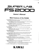 Kawai SUPER LAB FS2000 Owner'S Manual предпросмотр