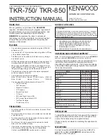 Preview for 1 page of Kenwood TKR-750 Instruction Manual