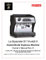 Preview for 1 page of La Spaziale S1 Vivaldi II Owner'S Manual