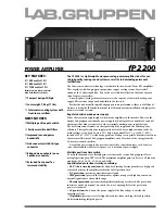 Preview for 1 page of Lab.gruppen fP Series FP 2200 Specifications