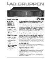 Lab.gruppen fP Series FP 6400 Specifications preview
