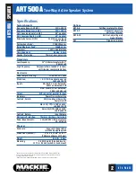 Preview for 2 page of Mackie Art Series ART500A Specifications