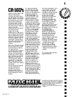 Preview for 2 page of Mackie CR-1604 Specifications