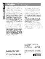 Preview for 4 page of Mackie SWA1501 Specifications