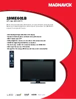 Magnavox 19ME601B Product Specifications preview