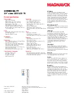 Preview for 2 page of Magnavox 19ME601B Specifications