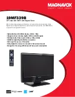 Предварительный просмотр 1 страницы Magnavox 19MF339B - 19" LCD TV Specification