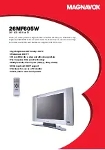 Magnavox 26MF605W - 26" Lcd Hd Flat Tv Product Specifications preview