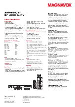 Preview for 2 page of Magnavox 26MF605W - 26" Lcd Hd Flat Tv Product Specifications