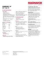 Preview for 2 page of Magnavox 30MF200V - 30" Flat Tv Specifications