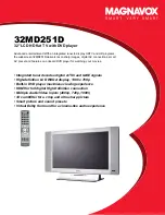 Preview for 1 page of Magnavox 32MD251D - 32" Lcd Hd Flat Tv Product Specifications