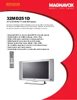 Preview for 1 page of Magnavox 32MD251D - 32" Lcd Hd Flat Tv Specifications