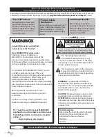 Предварительный просмотр 2 страницы Magnavox 32MD359B - 32" LCD TV User Manual