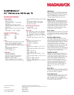 Preview for 2 page of Magnavox 51MP392H - 51" Widescreen Hd Ready Tv Specification Sheet