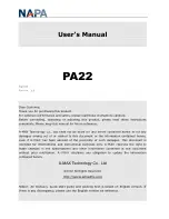 Предварительный просмотр 1 страницы Napa PA22 User Manual